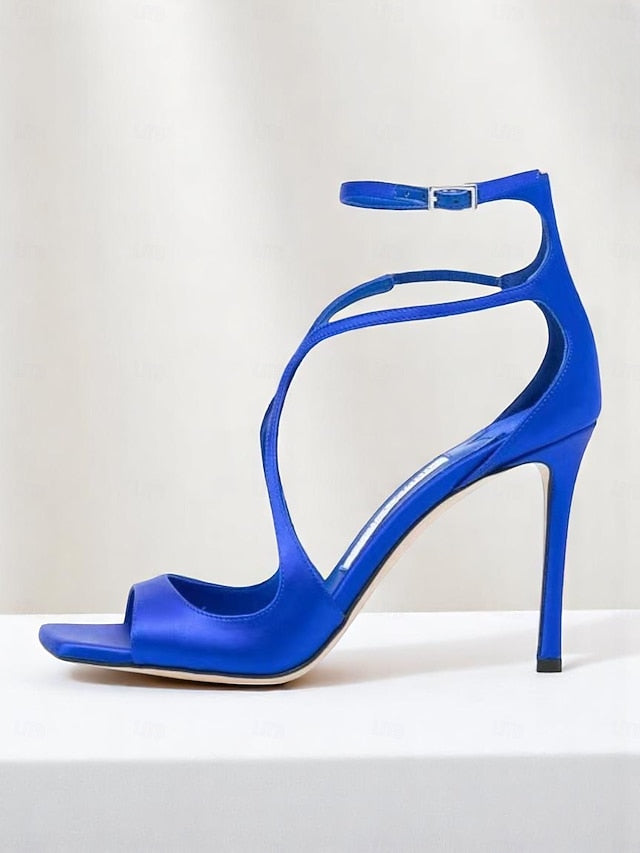 Satin Elegant Heels Crisscross - Stiletto Lavender Women's