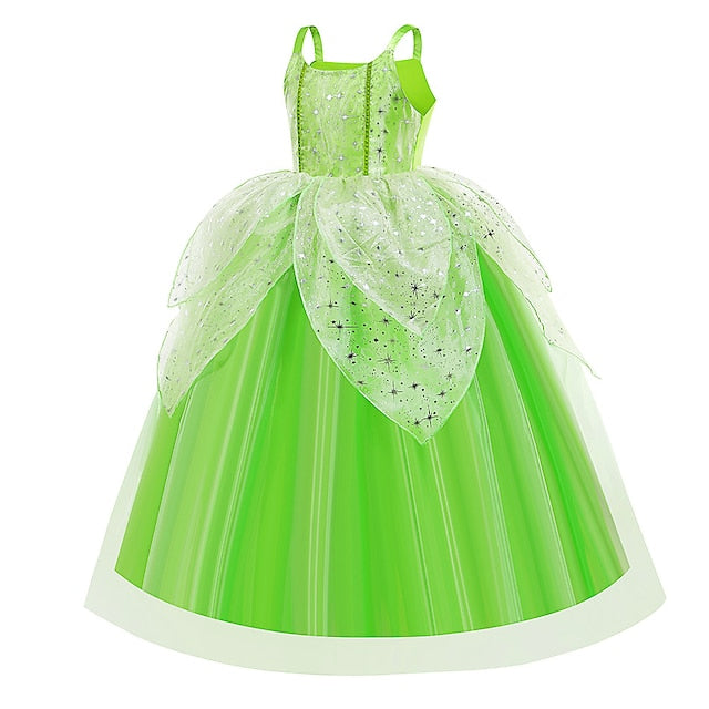 Princess Tinker Girl Dress Theme Flower Fairytale Bell Tiana