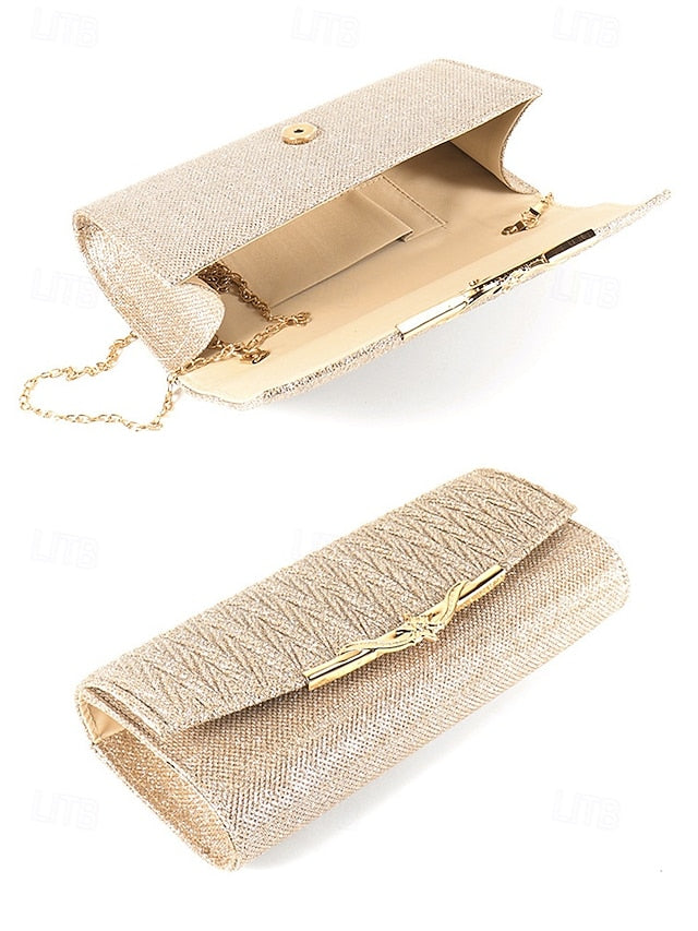 Glitter Women's Elegant Handbag Gold - Clutch Party Evening
