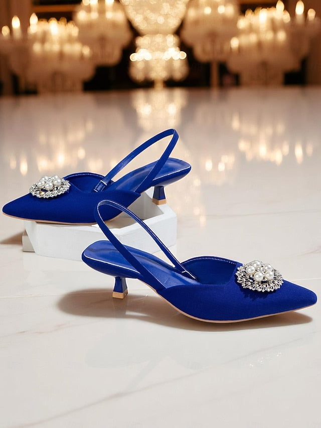 Slingback and Pumps Pearl Women's with Satin Blue