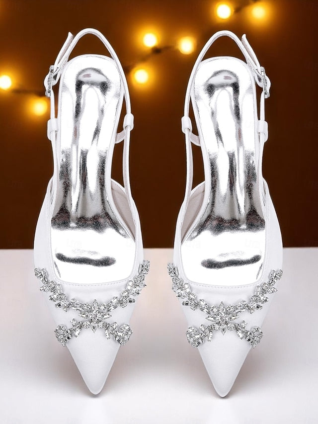 Heels Women's Black Satin Slingback