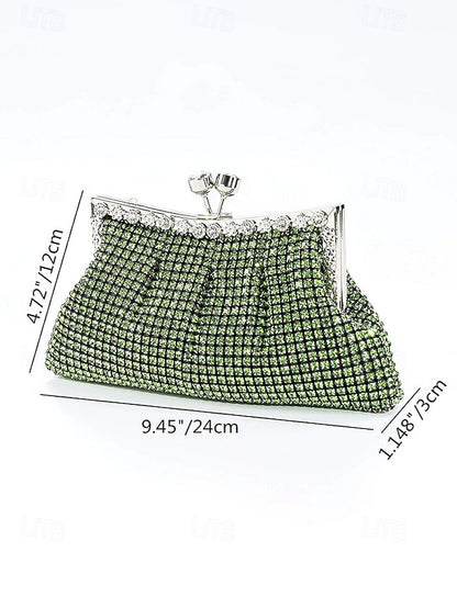 Rhinestone Green Clutch Sage Women's Purse Vintage –