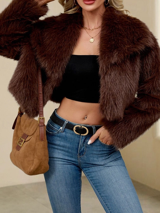Fur Warm Coat Comfortable Women's Faux Leathers Furs
