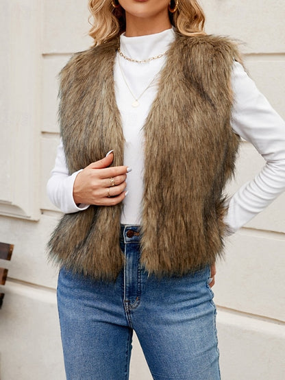 Leathers Faux Women's Fur Furs Coat Vest Comfortable