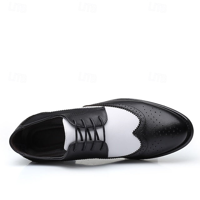 Men's Oxford with Black and Shoes Brogue White