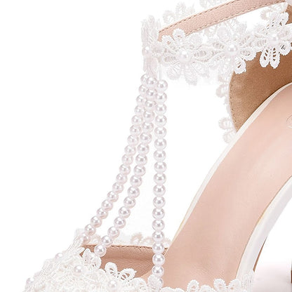 Lace Shoes Pointed Bridal High Heel Wedding Women's