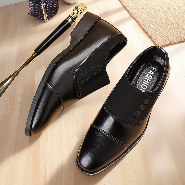 Black Men's Decor Classic Shoes Slip-On Button