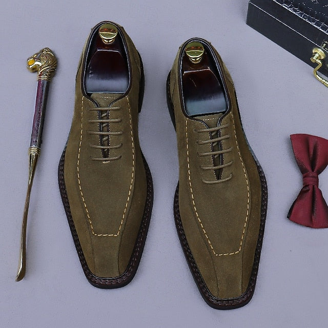 - Classic Cowhide Genuine Leather Shoes Men's Derby Suede