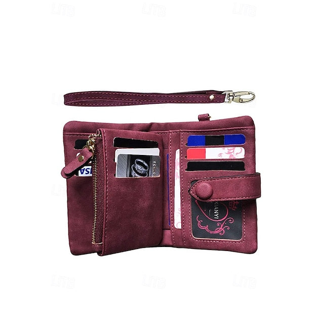 with Leather Women's Wrist Strap Faux Pink Wallet –