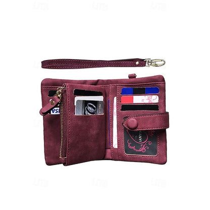 with Leather Women's Wrist Strap Faux Pink Wallet –