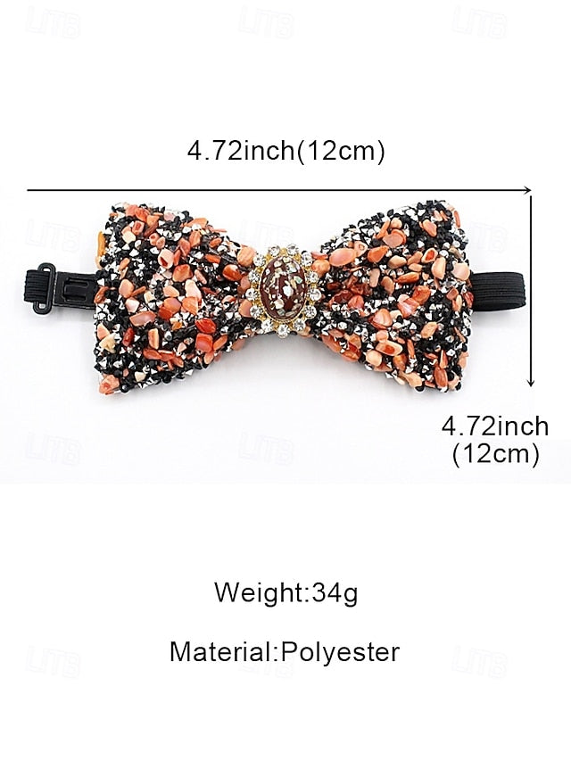 with Gemstone Strap Bow Men's Luxury Adjustable – Tie